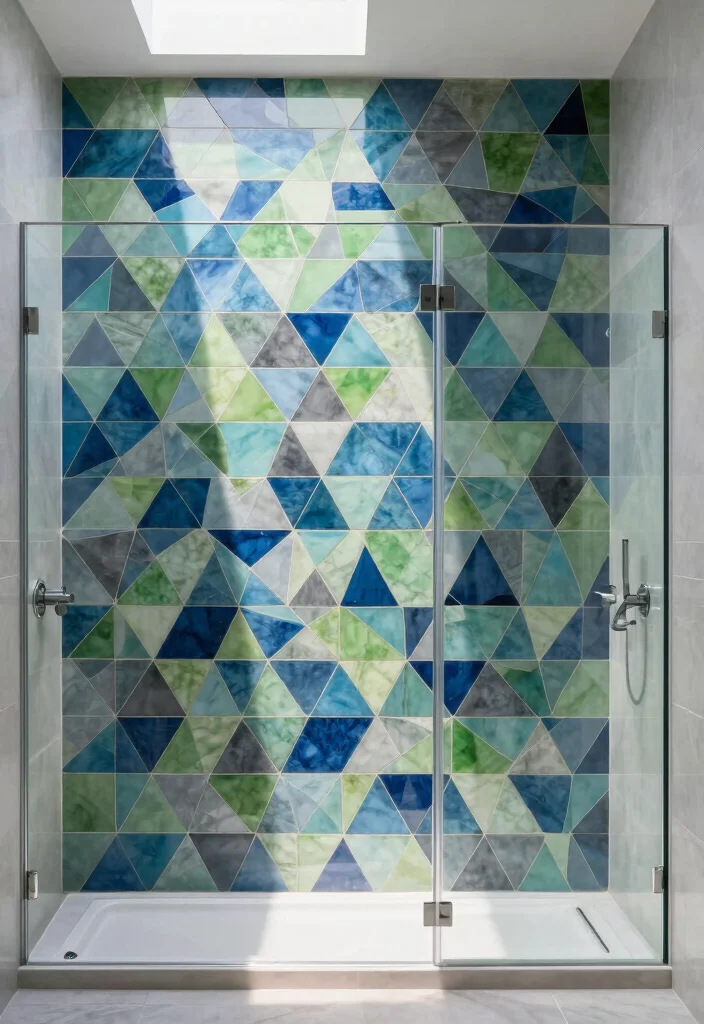 16 Mosaic Bathroom Ideas With Artistic Texture - 6. Geometric Shapes 1