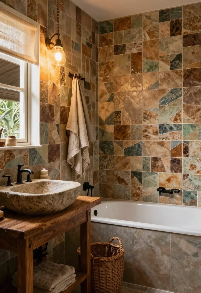 16 Mosaic Bathroom Ideas With Artistic Texture - 8. Rustic Charm 1