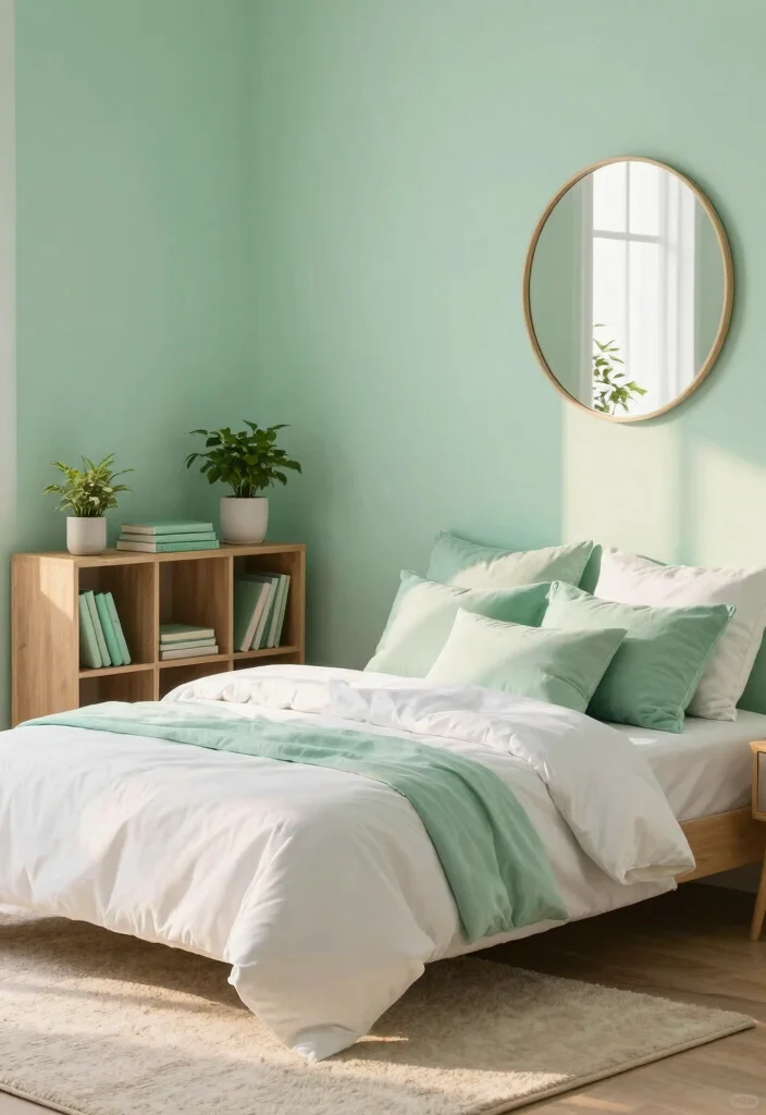 16 Pastel Green Bedroom Ideas: Soft Relaxing Vibes for Small Spaces - 1. Soft Mint Green Walls for a Fresh Look 1