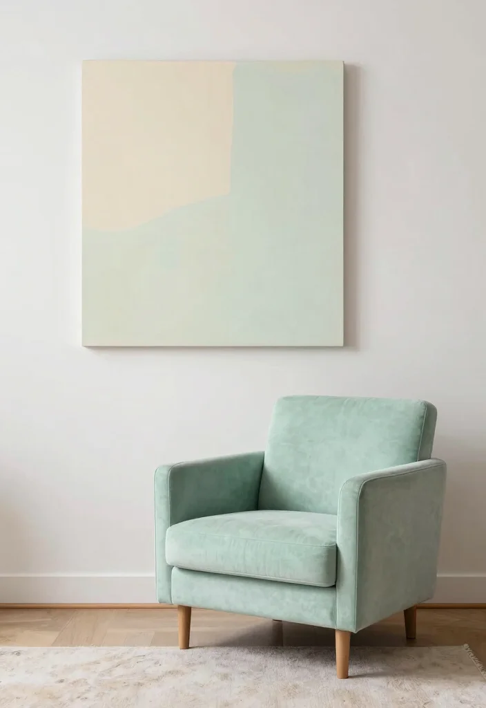 16 Pastel Green Bedroom Ideas: Soft Relaxing Vibes for Small Spaces - 13. Pastel Green Statement Pieces 1