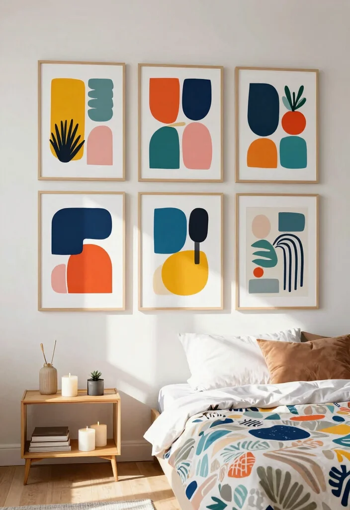 16 Poster Prints Wall Bedroom Ideas: Trendy Personal Decor - 3. Artistic Abstracts: A Pop of Color 1