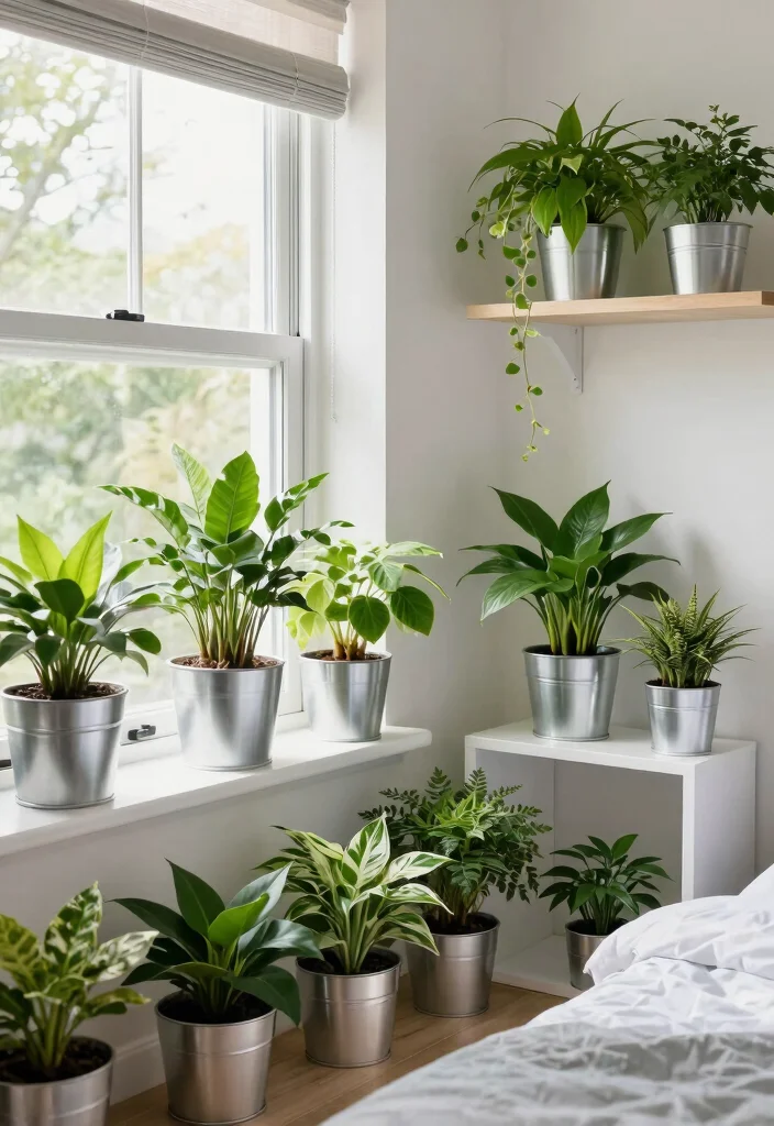 16 Silver Room Decor Bedroom Ideas Modern Luxe Shine - 10. Silver Plant Pots and Greenery 1