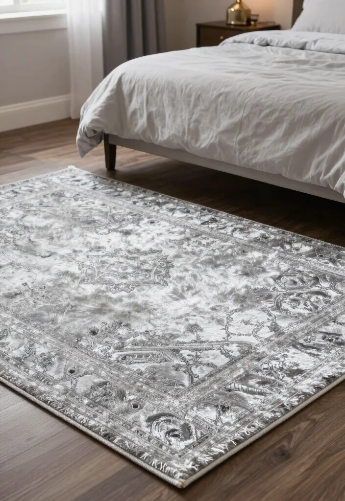16 Silver Room Decor Bedroom Ideas Modern Luxe Shine - 13. Layered Silver Rugs 1