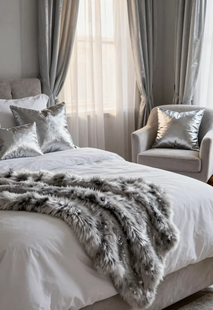 16 Silver Room Decor Bedroom Ideas Modern Luxe Shine - 2. Silver Accents with Textiles 1