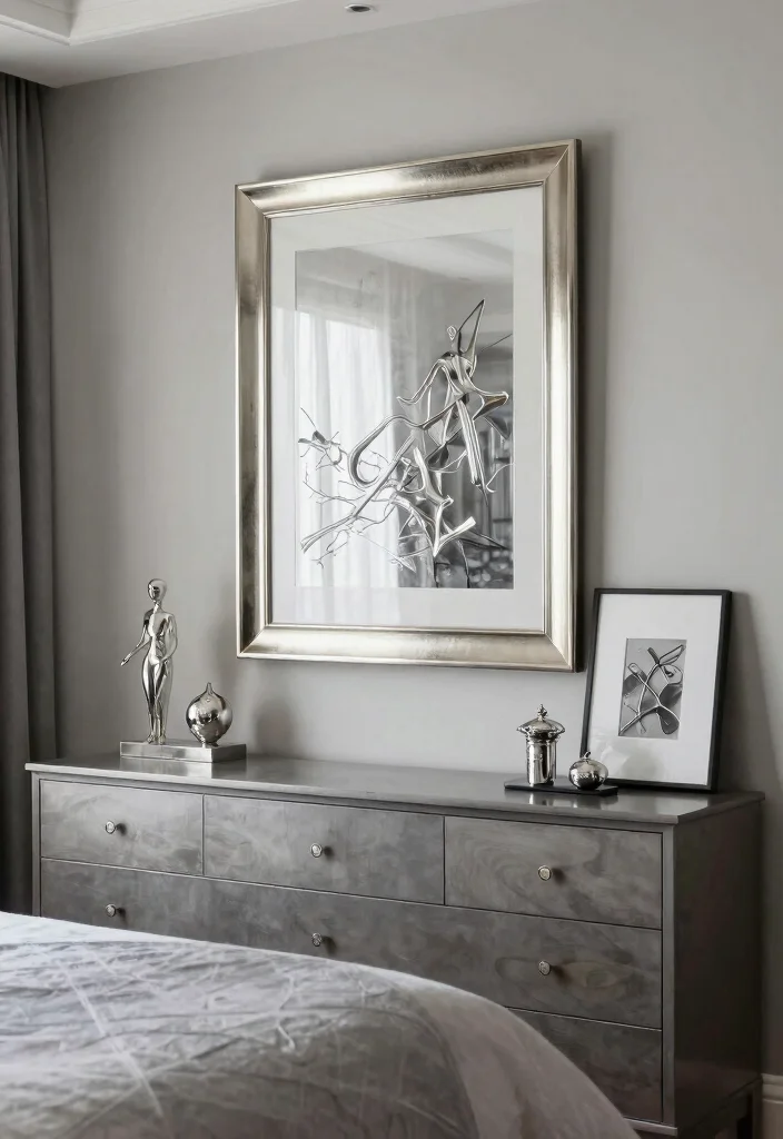 16 Silver Room Decor Bedroom Ideas Modern Luxe Shine - 8. Silver Artwork and Wall Decor 1