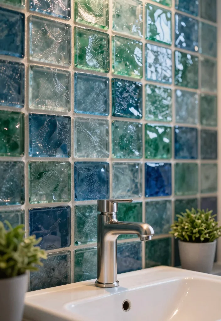 16 Small Bathroom Tile Ideas For Stylish Tiny Rooms - 1. Recycled Glass Tiles 1