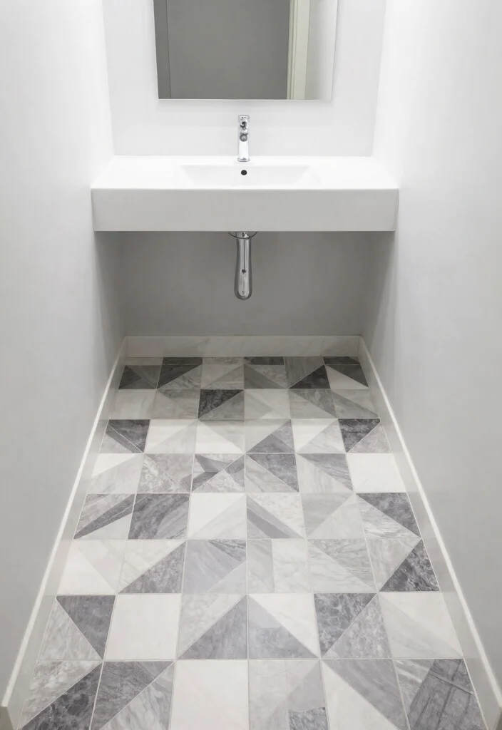 16 Small Bathroom Tile Ideas For Stylish Tiny Rooms - 13. Geometric Shapes for a Modern Touch 1