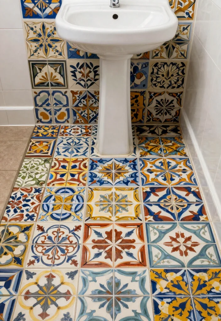 16 Small Bathroom Tile Ideas For Stylish Tiny Rooms - 15. Eco-Friendly Cement Tiles 1