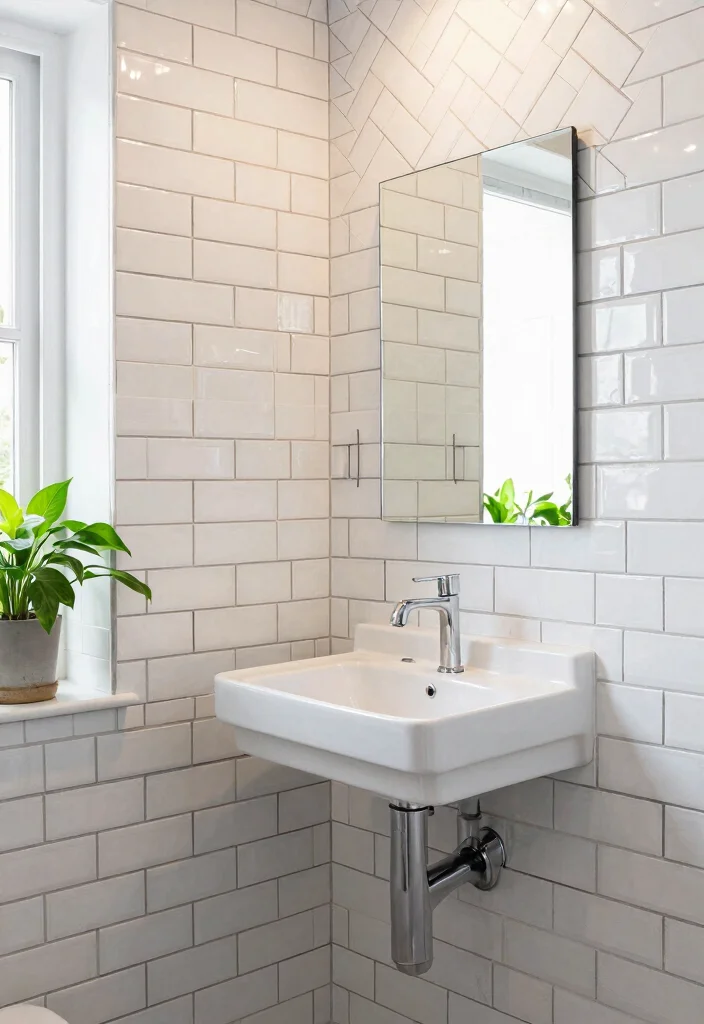 16 Small Bathroom Tile Ideas For Stylish Tiny Rooms - 3. Subway Tiles in Unique Patterns 1