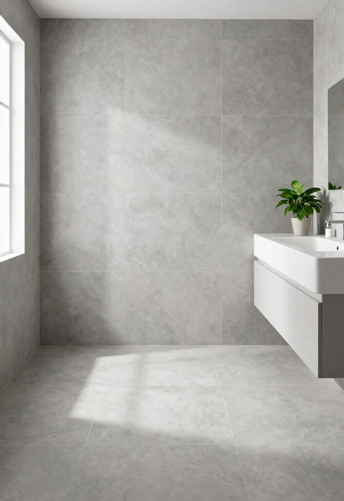 16 Small Bathroom Tile Ideas For Stylish Tiny Rooms - 6. Large Format Tiles for a Seamless Look 1