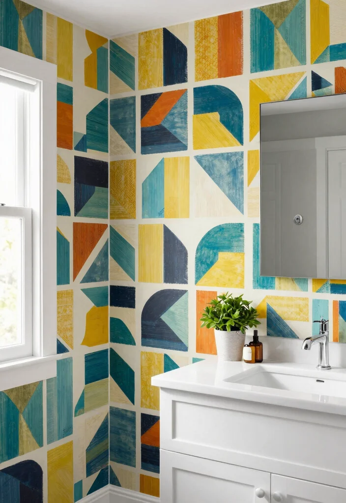 16 Small Rental Bathroom Ideas With Big Style - 12. Peel and Stick Wallpaper 1
