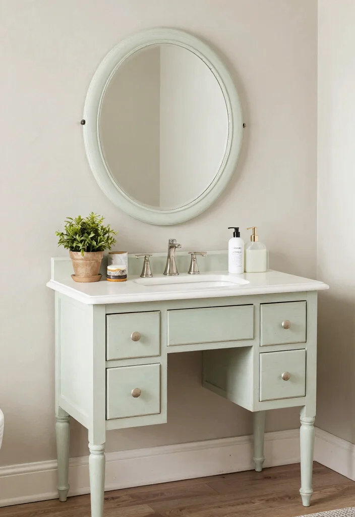 16 Small Rental Bathroom Ideas With Big Style - 13. Upcycled Furniture 1