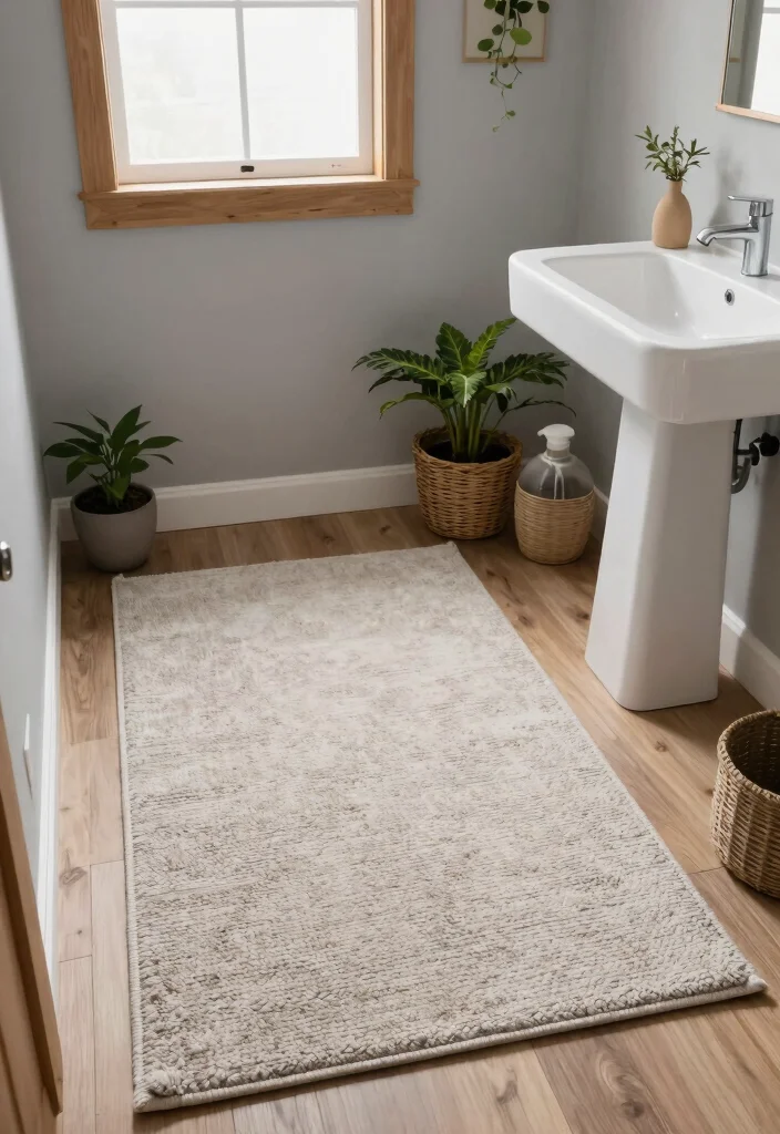 16 Small Rental Bathroom Ideas With Big Style - 16. Smart Use of Rugs 1