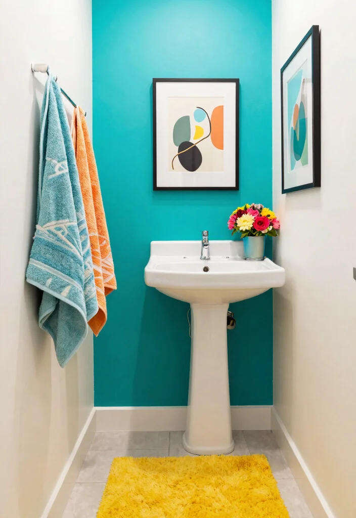 16 Small Rental Bathroom Ideas With Big Style - 4. Bold Color Accents 1
