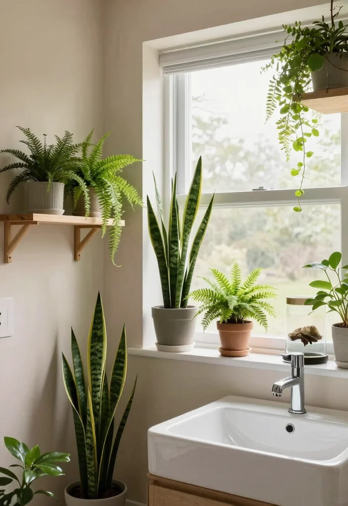 16 Small Rental Bathroom Ideas With Big Style - 7. Greenery for Freshness 1