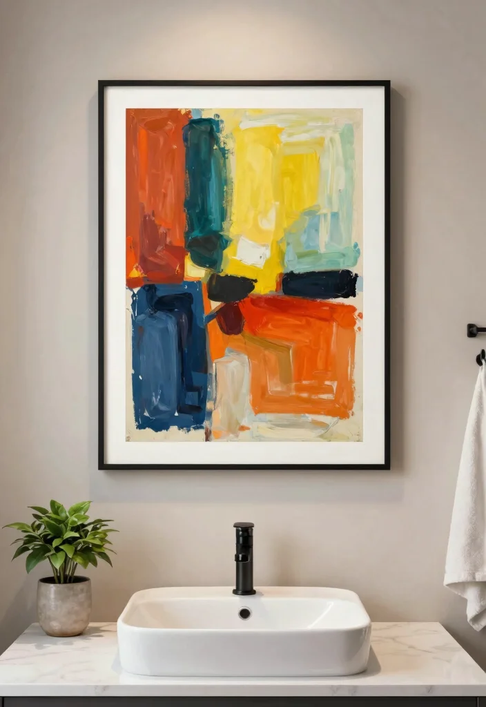 16 Small Rental Bathroom Ideas With Big Style - 9. Bold Wall Art 1