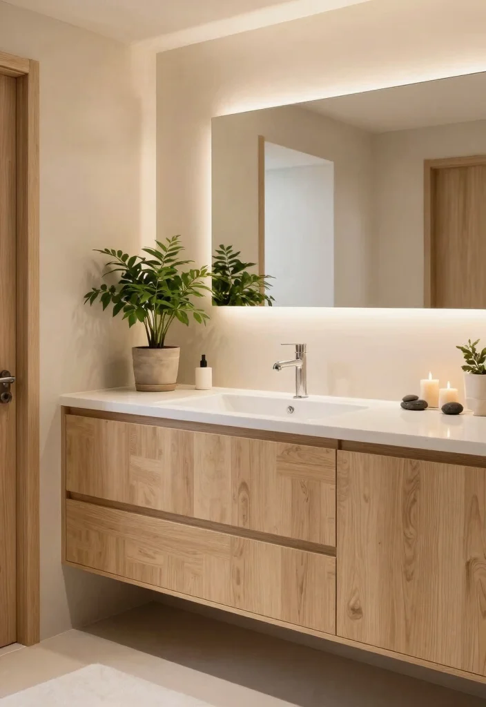 16 Wood Cabinet Bathroom Ideas With Natural Warmth - 13. Spa-Like Atmosphere with Wood 1