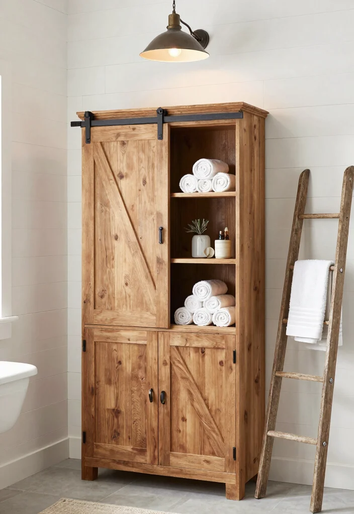 16 Wood Cabinet Bathroom Ideas With Natural Warmth - 4. Rustic Farmhouse Style 1