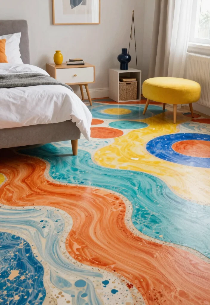 17 Bedroom Flooring Ideas Master Suite Elegant Choices - 16. Artistic Epoxy Flooring 1