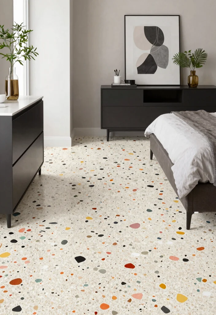 17 Bedroom Flooring Ideas Master Suite Elegant Choices - 7. Terrazzo for a Grand Statement 1