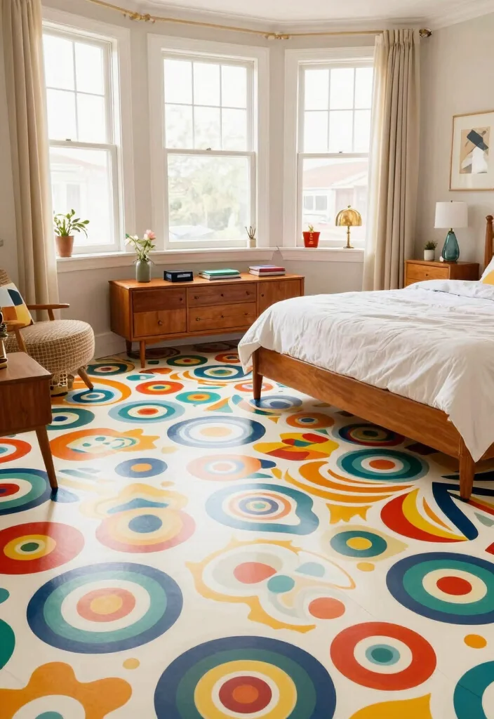 17 Bedroom Flooring Ideas Master Suite Elegant Choices - 8. Linoleum for a Retro Vibe 1