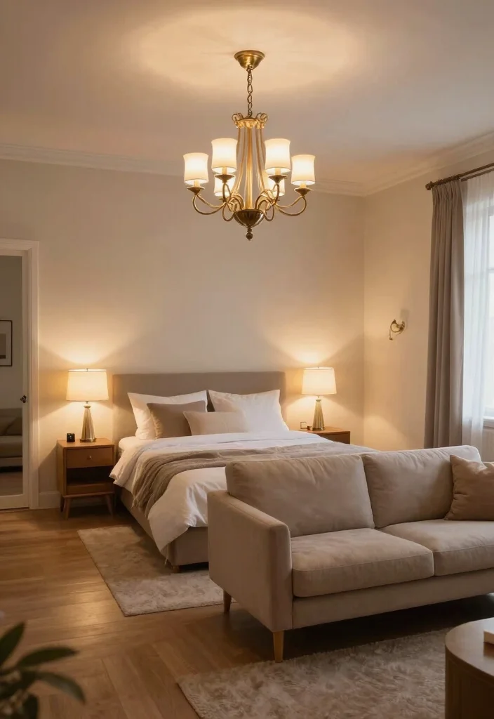 17 Bedroom With Living Room Ideas: Smart Open Layouts - 11. Innovative Lighting Solutions 1