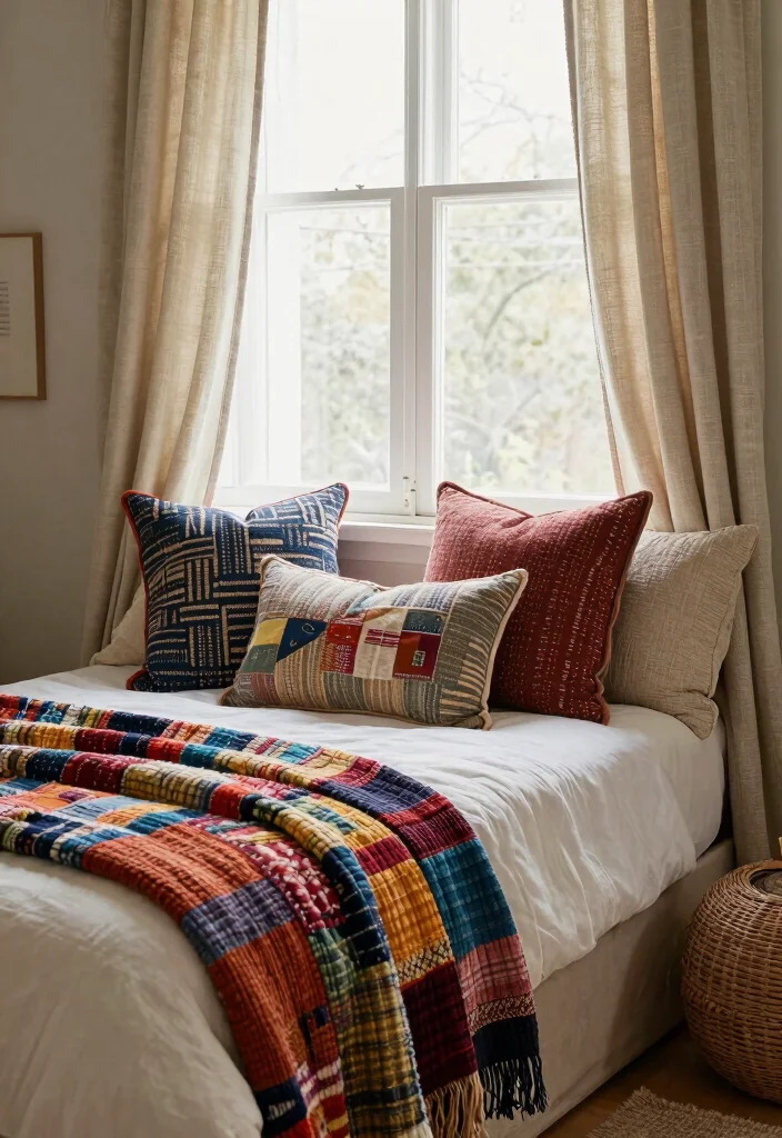 17 Bedroom With Living Room Ideas: Smart Open Layouts - 13. Personalizing with Textiles 1