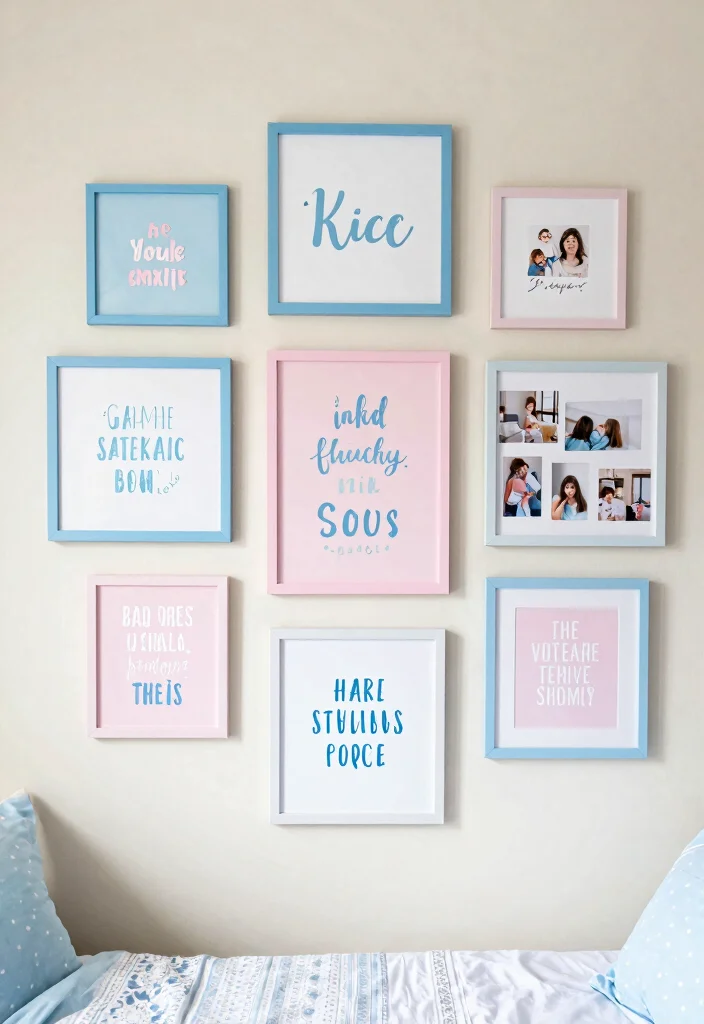 17 Blue and Pink Bedroom for Kids Ideas Fun Balanced Colors - 10. Personalized Wall Art 1