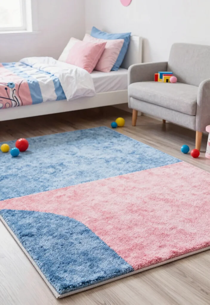 17 Blue and Pink Bedroom for Kids Ideas Fun Balanced Colors - 11. Colorful Rugs 1