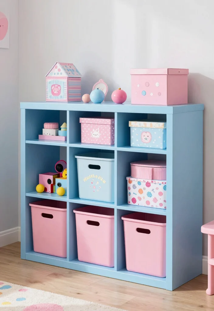 17 Blue and Pink Bedroom for Kids Ideas Fun Balanced Colors - 12. Functional Storage Solutions 1