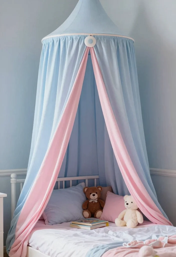 17 Blue and Pink Bedroom for Kids Ideas Fun Balanced Colors - 14. Themed Bed Canopies 1
