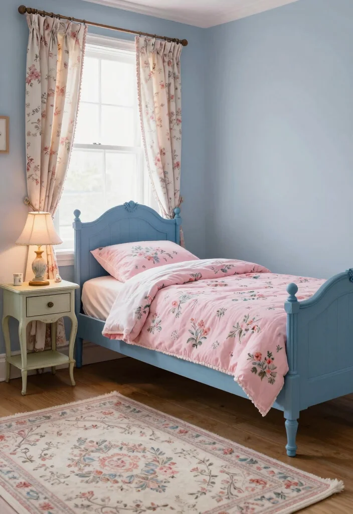 17 Blue and Pink Bedroom for Kids Ideas Fun Balanced Colors - 4. Vintage-Inspired Decor 1