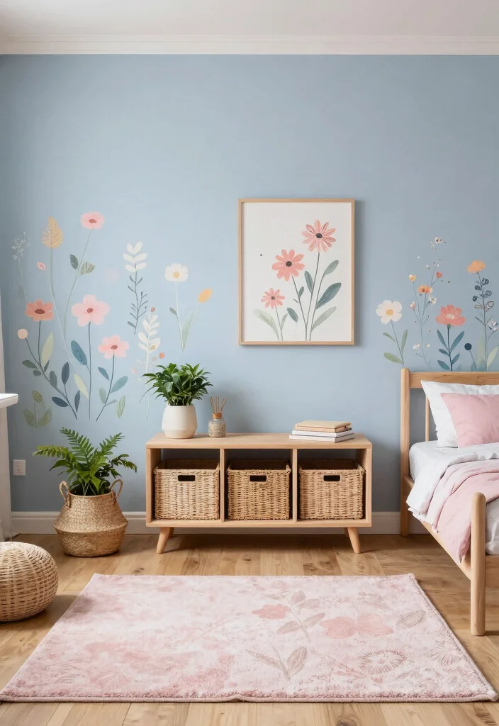 17 Blue and Pink Bedroom for Kids Ideas Fun Balanced Colors - 8. Nature-Inspired Decor 1