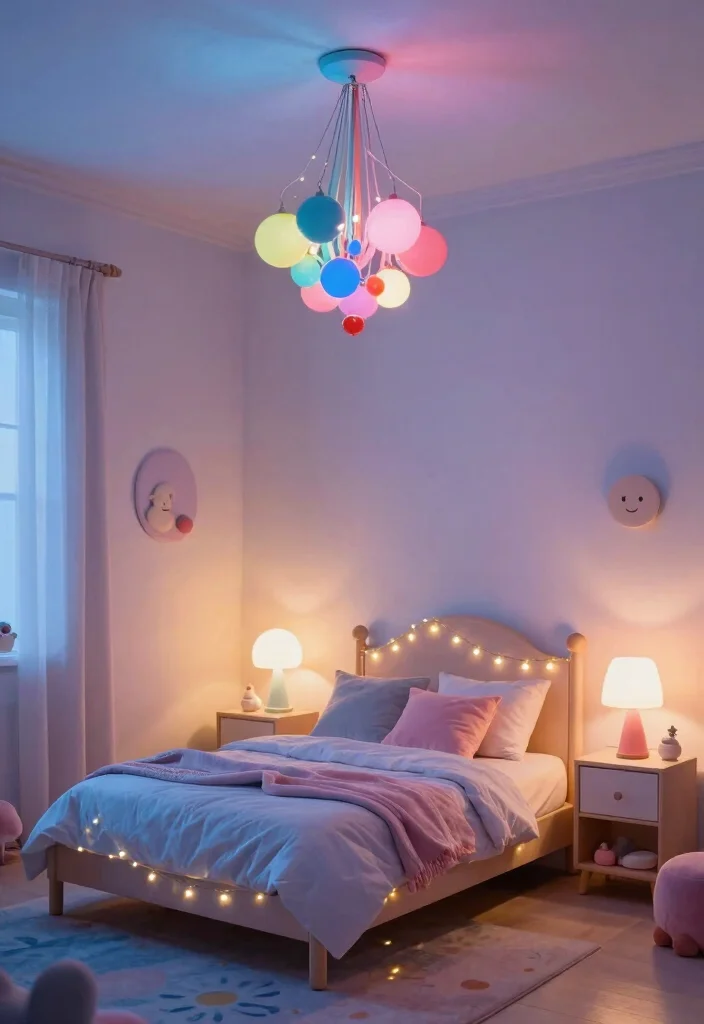 17 Blue and Pink Bedroom for Kids Ideas Fun Balanced Colors - 9. Creative Lighting Solutions 1