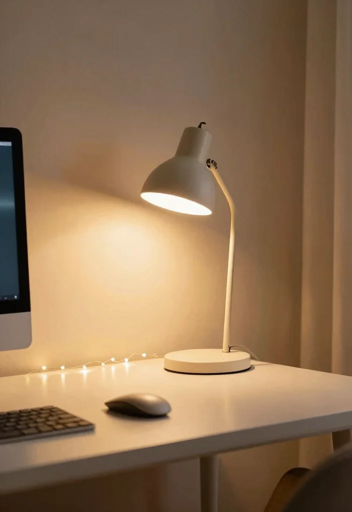 17 Desk in Bedroom Ideas for Cozy Study Corners - 9. Aesthetic Lighting 1