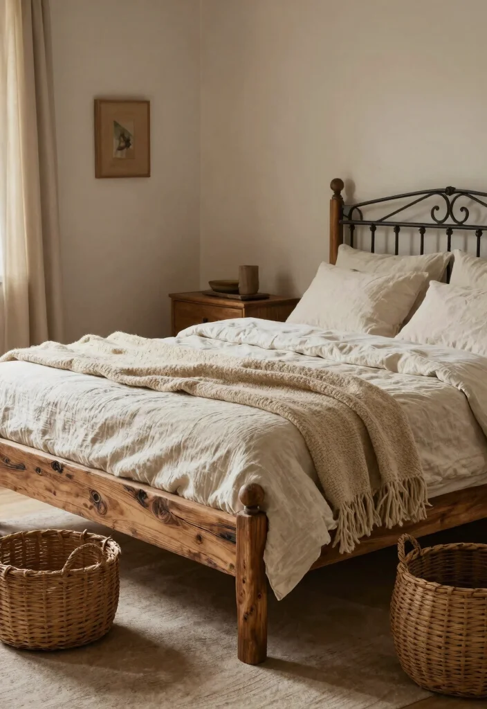 17 French Country Bedroom Decor Ideas: Rustic Elegant Charm - 3. Rustic Textures and Natural Materials 1