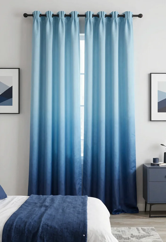 17 Full Wall Curtains Bedroom Ideas for Hotel-Like Elegance - 14. Layered Colors for a Rich Landscape 1