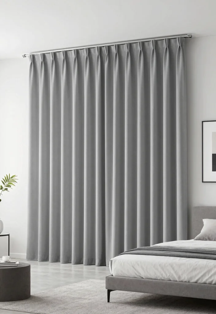 17 Full Wall Curtains Bedroom Ideas for Hotel-Like Elegance - 6. Modern Minimalism with Clean Lines 1