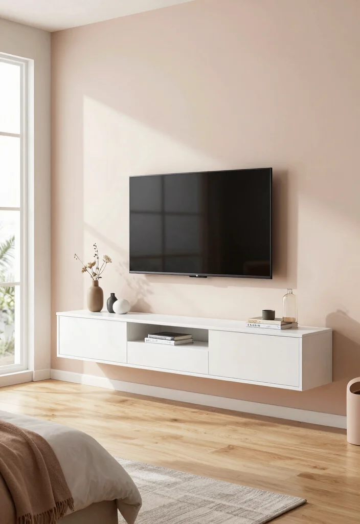 17 Modern TV Wall Units Bedroom Ideas: Sleek Media Focus - 1. Wall-Mounted Simplicity 1