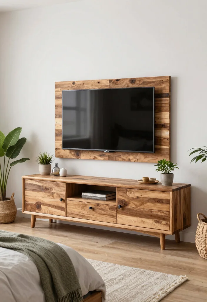 17 Modern TV Wall Units Bedroom Ideas: Sleek Media Focus - 13. Eco-Friendly Units 1