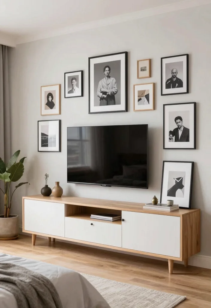 17 Modern TV Wall Units Bedroom Ideas: Sleek Media Focus - 14. Artistic Displays 1
