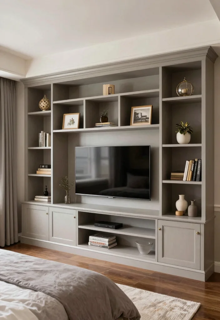 17 Modern TV Wall Units Bedroom Ideas: Sleek Media Focus - 16. Custom Built-Ins 1