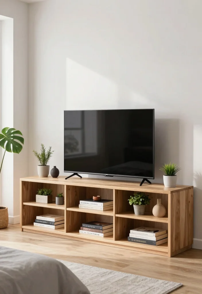 17 Modern TV Wall Units Bedroom Ideas: Sleek Media Focus - 3. Minimalist Open Shelving 1