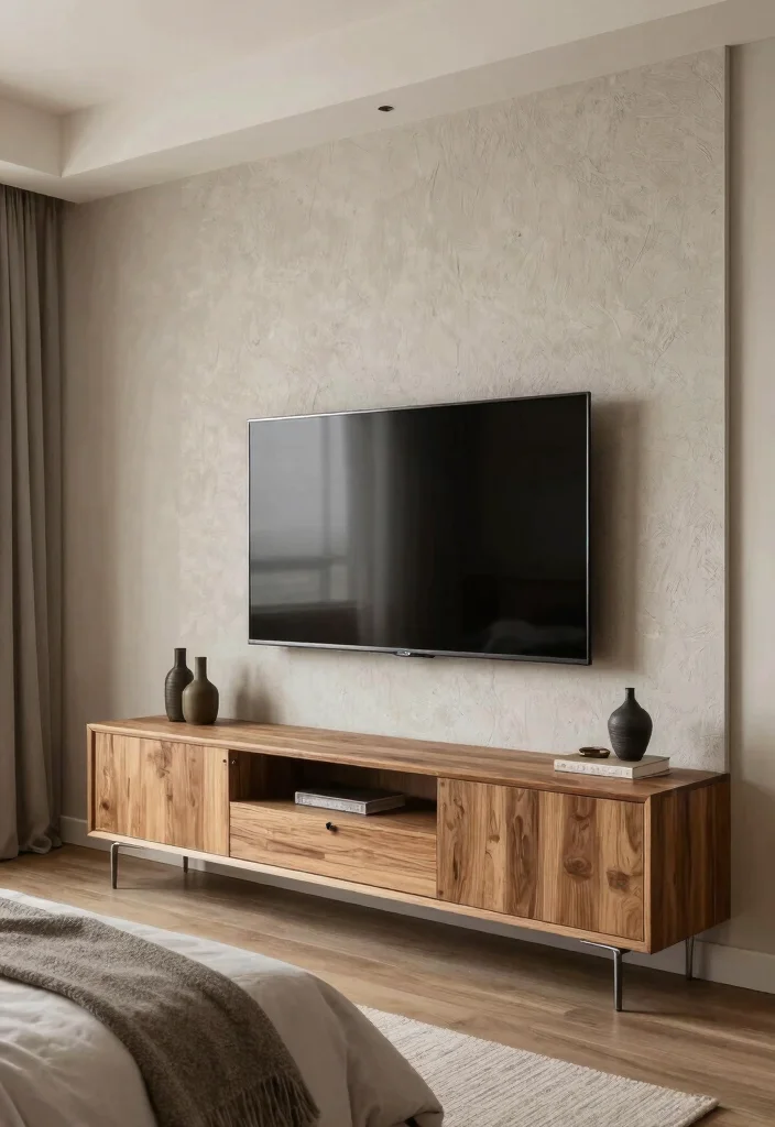 17 Modern TV Wall Units Bedroom Ideas: Sleek Media Focus - 8. Textured Finishes 1