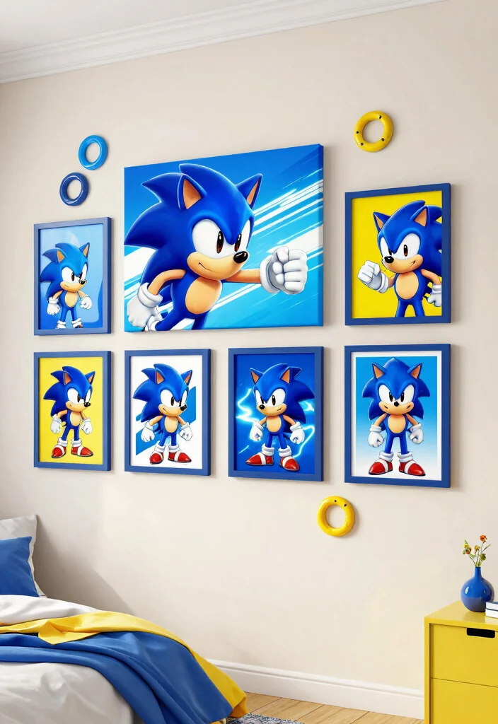 17 Sonic Bedroom Ideas to Create an Epic Gaming Retreat for Kids - 1. Sonic Wall Art: Make It the Centerpiece 1