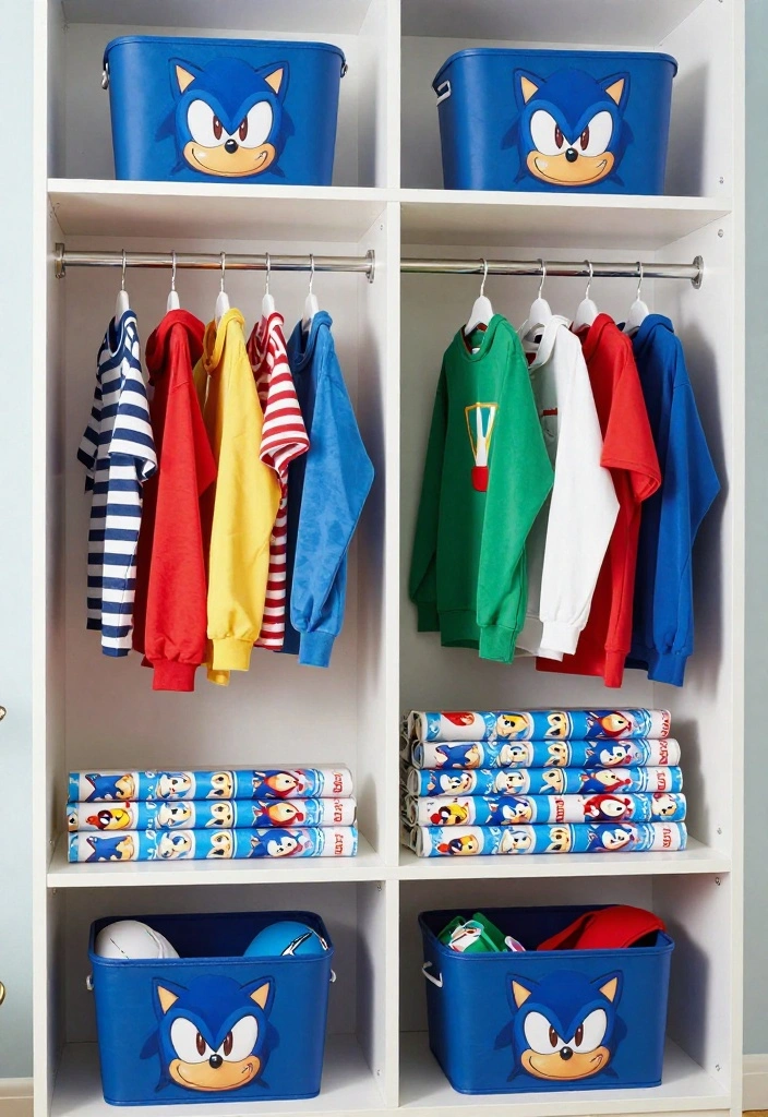 17 Sonic Bedroom Ideas to Create an Epic Gaming Retreat for Kids - 10. Create a Sonic Themed Closet 1