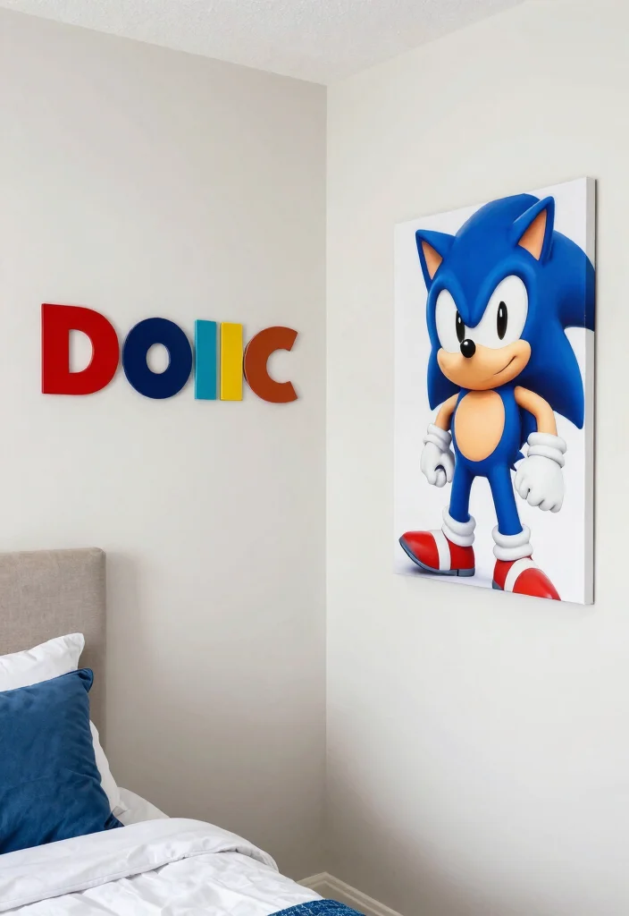 17 Sonic Bedroom Ideas to Create an Epic Gaming Retreat for Kids - 12. Personalized Sonic Name Decor 1