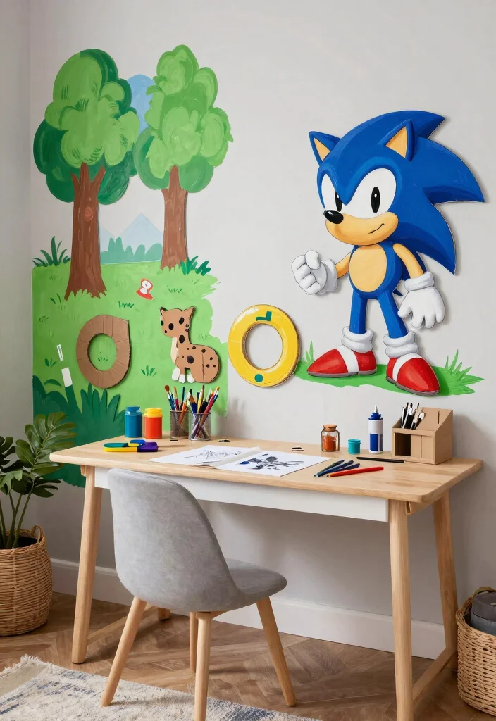 17 Sonic Bedroom Ideas to Create an Epic Gaming Retreat for Kids - 13. Sonic's Green Hill Zone DIY Projects 1