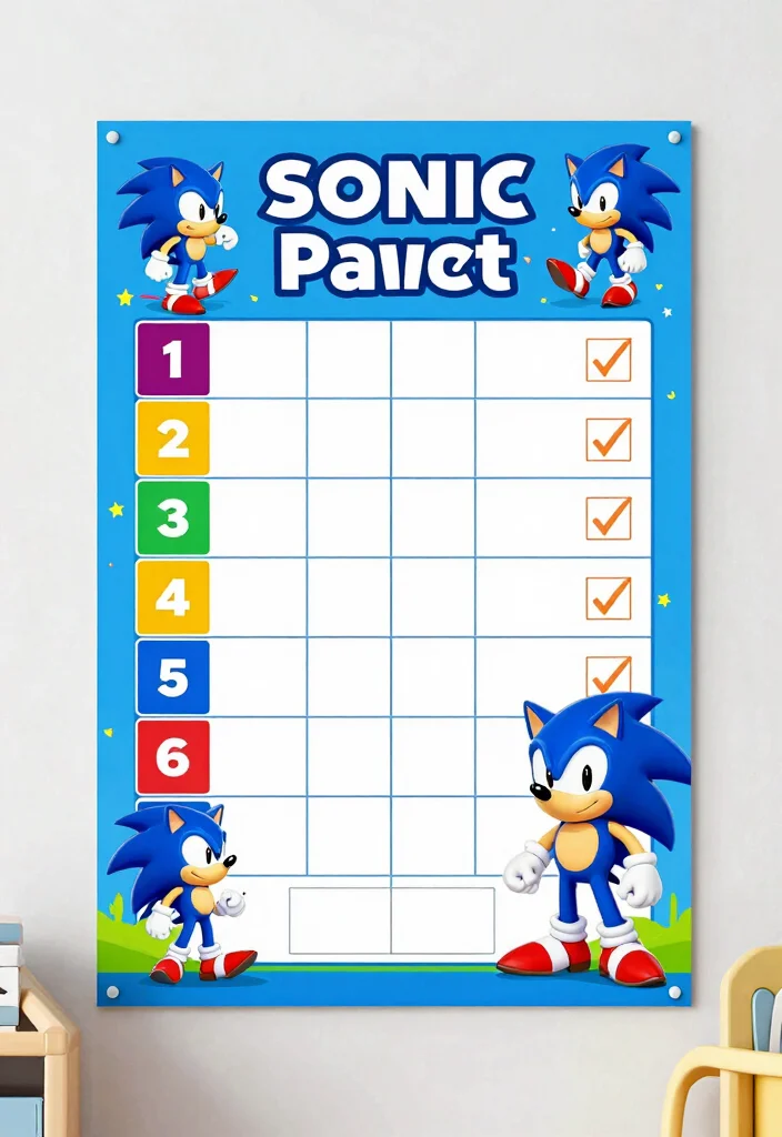17 Sonic Bedroom Ideas to Create an Epic Gaming Retreat for Kids - 15. Sonic-Inspired Chore Chart for Responsibility 1