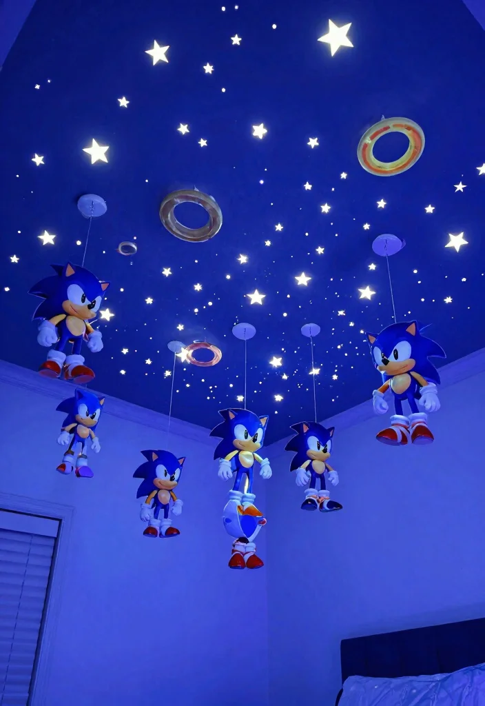 17 Sonic Bedroom Ideas to Create an Epic Gaming Retreat for Kids - 8. Sonic Adventure on the Ceiling 1